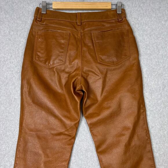 Vintage Maxima Wilsons Leather Brown Straight Mid Rise Pants Size 6 - Picture 8 of 12